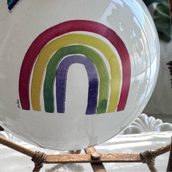 NEW! White Glass Pride Rainbow Christmas Ornament - Picture 3 of 7